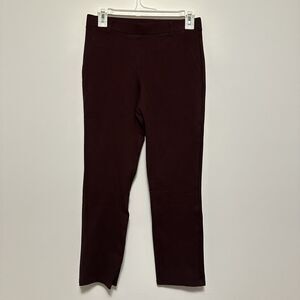 Quince Ultra-Stretch Ponte Straight Leg Pants Burgundy Womens S Ankle Crop